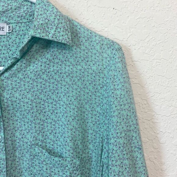 Sea Lustre Button down, teal purple, colored lightweight shirt, blouse medium - Picture 2 of 9